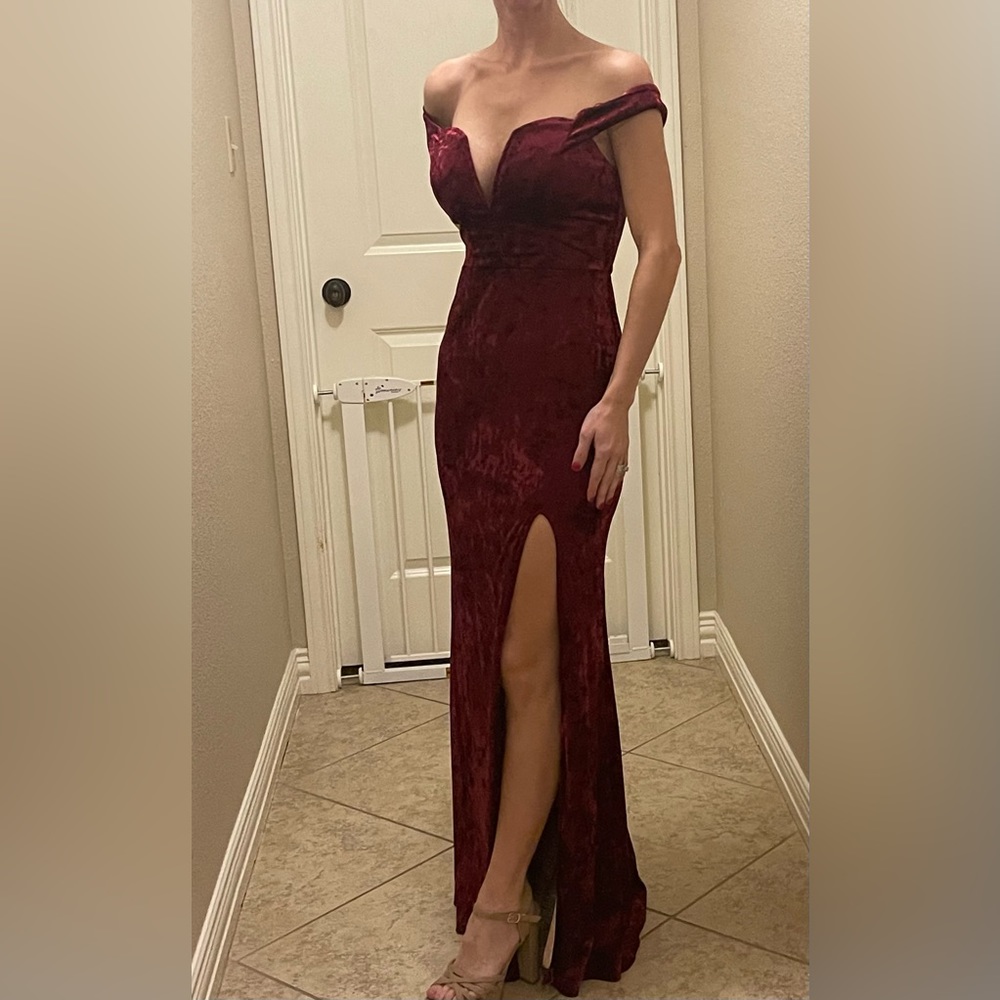 Maroon velvet gown